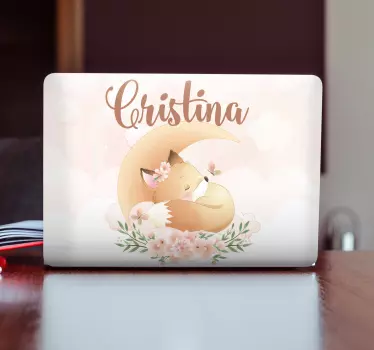 Cute fox relaxing laptop skin - TenStickers