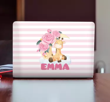 Cute Giraffe Illustration laptop skin - TenStickers