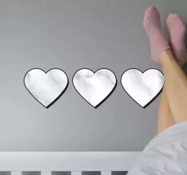 Cute heart with marble love wall sticker - TenStickers