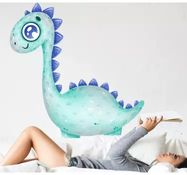 Cute little light blue dinosaur kids bedroom sticker - TenStickers