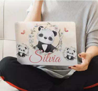 Laptop skin baby pandas personalized design - TenStickers