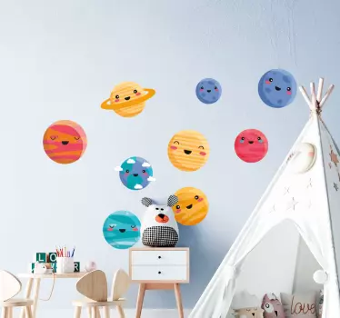 Cute planets space decal - TenStickers
