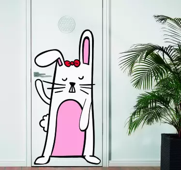Cute rabbit door sticker - TenStickers