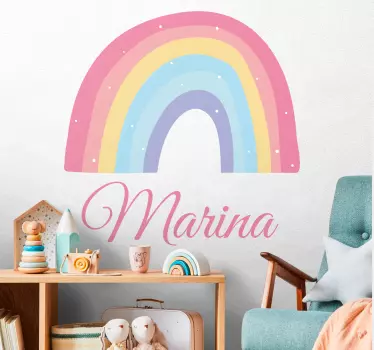 Cute rainbow and cloud in pastel  kids bedroom wall sticker - TenStickers