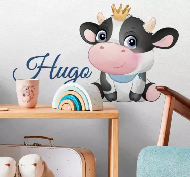 Cute sitting cow wall sticker - TenStickers