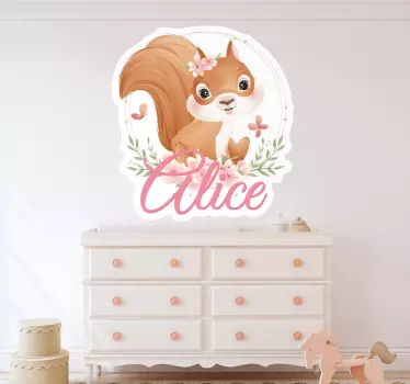 Wall stickers for kid bay squirrel with name - TenStickers