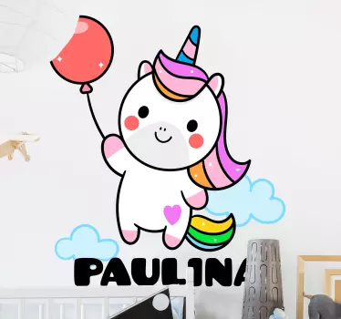 Cute unicorn with balloons  Custom Sticker - TenStickers
