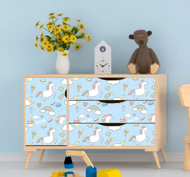 Cute unicorns and rainbows with colors decals for furniture - TenStickers