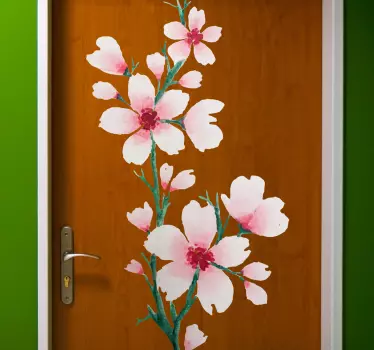 Cute white flowers design glass door decal - TenStickers