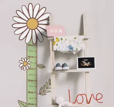Daisy flowers height chart sticker - TenStickers