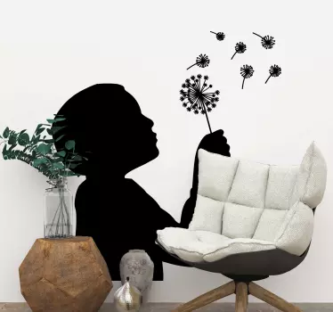 Dandelion and silhouette person flower wall decor - TenStickers
