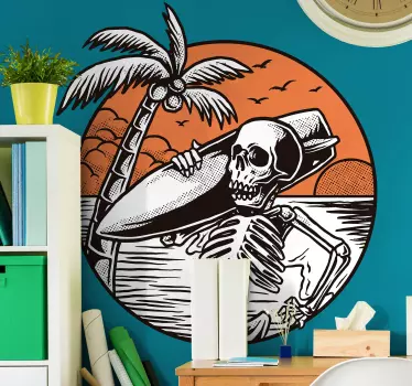 Dead surfer surf decal - TenStickers
