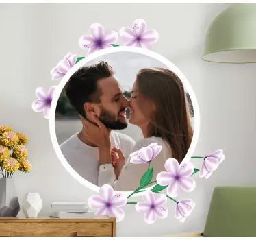Decoration wall sticker floral photo circle - TenStickers