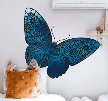 Decorative mandala blue butterfly animal wall decor - TenStickers