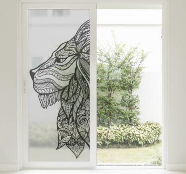 decorative mandala lion head window decal - TenStickers
