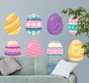 Different easter eggs wallpaper decal - TenStickers