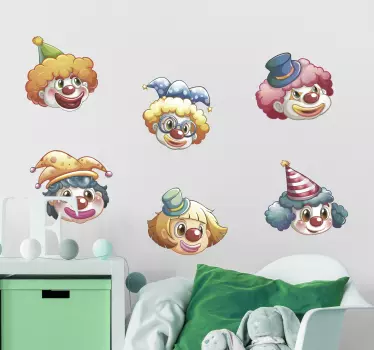 different faces clown Kids Bedroom Wall Sticker - TenStickers