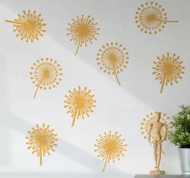 Different types of dandelion  flower wall decal - TenStickers
