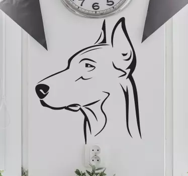 Dog face vinyl doberman wall decor - TenStickers