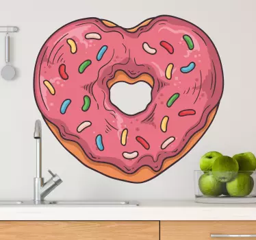Donuts heart food wall decal - TenStickers