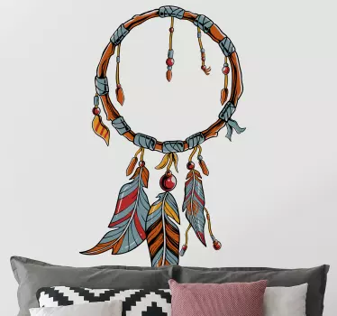 Dreamcatcher with multicolor feathers object wall sticker - TenStickers