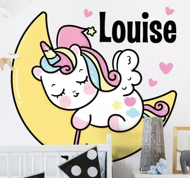 Dreaming unicorn with name  Custom Sticker - TenStickers