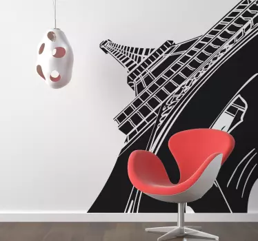 Eiffel Tower Perspective Wall Sticker - TenStickers