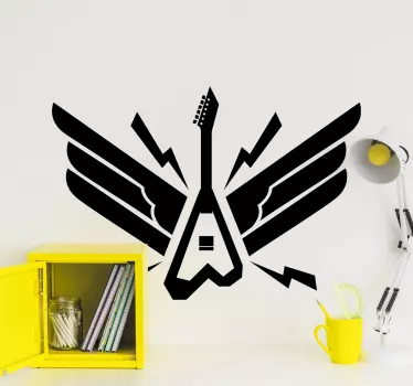 Electric guitar rock n roll decal - TenStickers