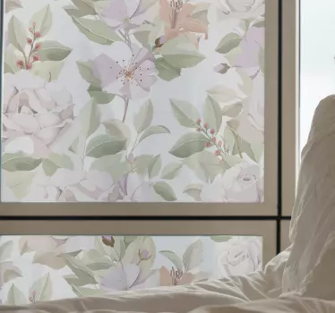 Elegant floral seamless pattern window decal - TenStickers