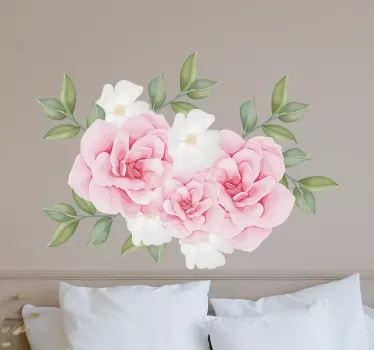 Elegant flowers in pink flower wall decor - TenStickers