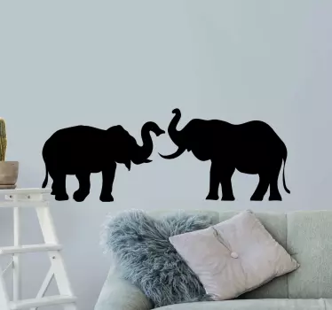 Elephant couple wild animal sticker - TenStickers
