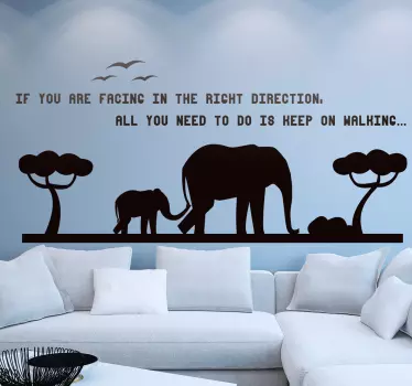 Elephant Silhouettes Motivational Sticker - TenStickers