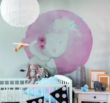 Elephant with Flowers wall stickers for kid - TenStickers