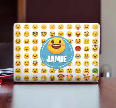 Emojis with name laptop stickers - TenStickers