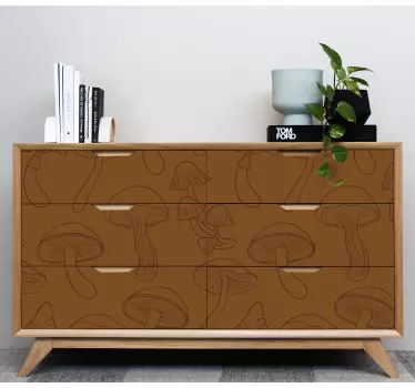 Engraving hand drawn mushrooms decals for furniture - TenStickers