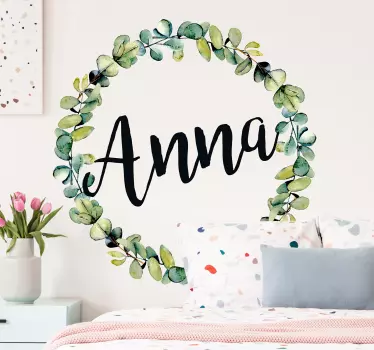 eucalyptus with name glass door sticker - TenStickers