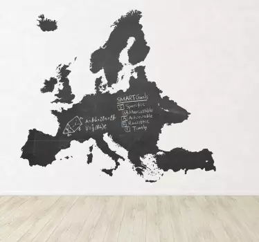 Europe blackboard world map wall sticker - TenStickers