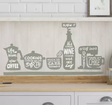 Evergreen fog color kitchen shelf cutlery sticker - TenStickers