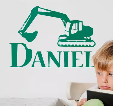 Excavator text wall decal - TenStickers