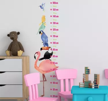 Exotic birds height chart sticker - TenStickers