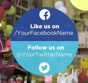 Facebook and twitter follow Shop window Decal - TenStickers