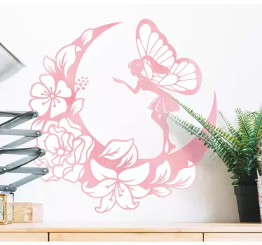 Fairy silhouette on the moon fairy tale wall decal - TenStickers