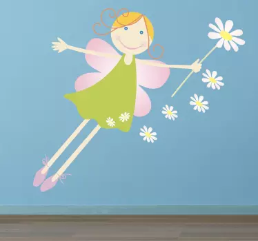 Fairy with Flowers Kids Sticker - TenStickers