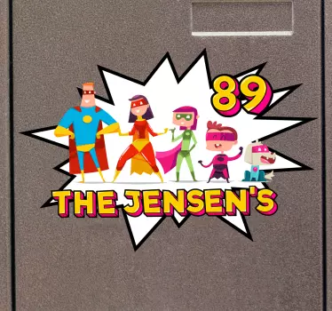 Family superhero mailbox Custom Sticker - TenStickers