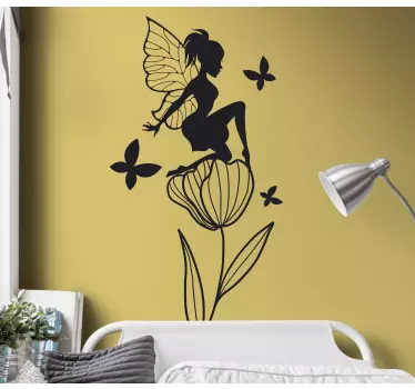 Fantasy decal fairy perched blossom - TenStickers