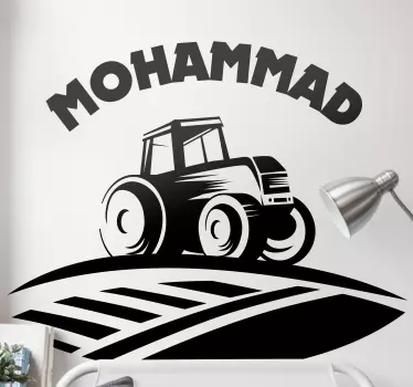 Farm animal wall sticker personalizable tractor design - TenStickers