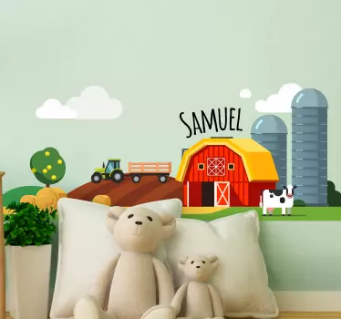 Farm animal wall sticker personalized farm scene - TenStickers