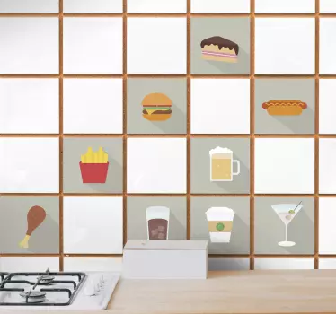 Kitchen wall sticker fast food tile - TenStickers