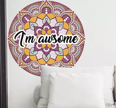 Feather mandala I am awesome floral wall decal - TenStickers