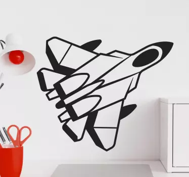 Fighter jet illustration wall art sticker - TenStickers